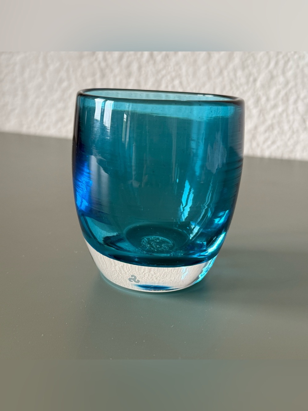 glassybaby blue eye hand-blown glass candle holder